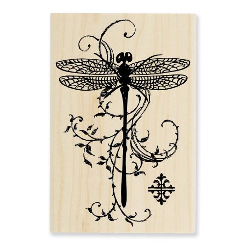 Product Cover STAMPENDOUS P119 Wood Handle Rubber Stamp, Dragonfly Vine