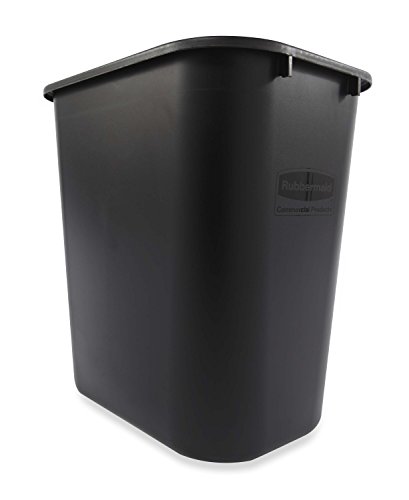 Product Cover Rubbermaid Commercial Products Fg295600Bla Plastic Resin Deskside Wastebasket, 7 Gallon/28 Quart, Black