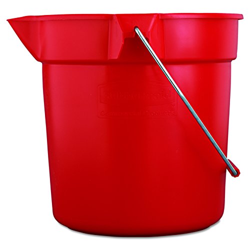 Product Cover Rubbermaid Commercial 10 Qt Brute Heavy-Duty, Corrosive-Resistant, Round Bucket, Red (Fg296300Red)