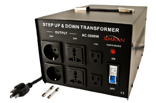 Product Cover Simran AC-5000 Power Converter Voltage Transformer 110V to 220/240 Volt, 5000 Watt, Black