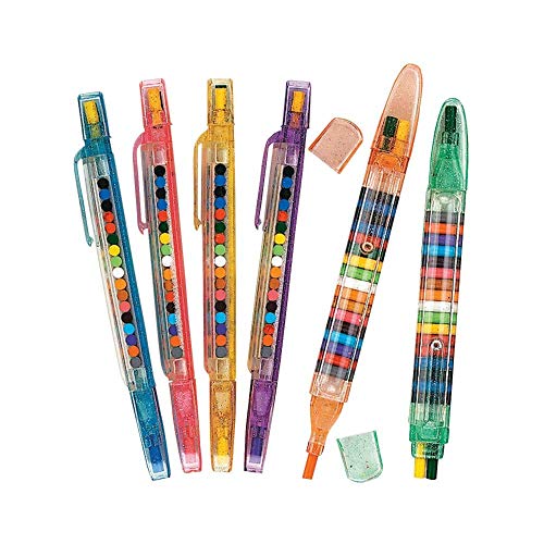 Product Cover Fun Express Transparent Glitter Stacking Point Crayons (Pack of 12) - Stationery and Crayons Toy