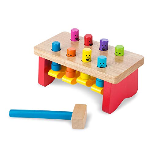 Product Cover Melissa & Doug Deluxe Pounding Bench Wooden Toy with Mallet (Developmental Toy, Helps Fine Motor Skills, Great Gift for Girls and Boys - Best for 2, 3, and 4 Year Olds)