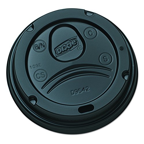 Product Cover Dixie 10-16 oz. Dome Hot Coffee Cup Lids by GP PRO (Georgia-Pacific), Black, D9542B, 1,000 Count (100 Lids Per Sleeve, 10 Sleeves Per Case)