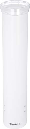 Product Cover San Jamar C4160WH Small Pull-Type Water Cup Dispenser, Fits 3 to 4-1/2 oz Cone Cups and 3 to 5 oz Flat Bottom Cups, White