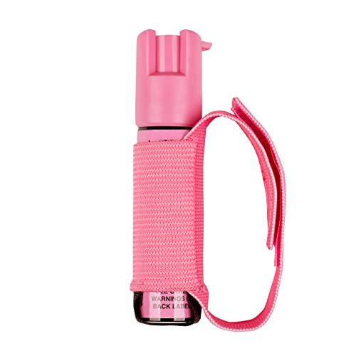 Product Cover SABRE RED Pepper Gel Spray for Runners - Gel is Safer - Maximum Police Strength OC Spray, Adjustable Hand Strap for Quick Access while Running - Optional Clip-on 120dB Personal Alarm w/LED Light, Pink Pepper Gel