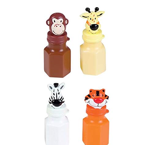 Product Cover Rhode Island Novelty 3 Inch Zoo Animal Jungle Characters Bubble Bottles 24 Bottles