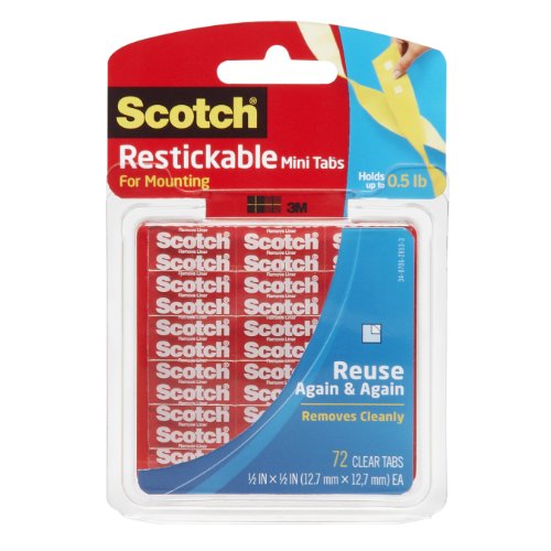 Product Cover Scotch Brand x 0.5-inch, Clear, 72 Scotch Restickable Mini Tabs, 0.5