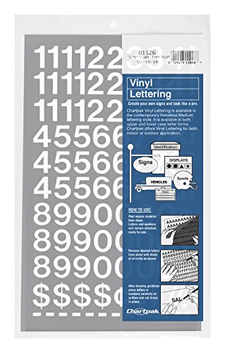 Product Cover Chartpak Self-Adhesive Vinyl Numbers, 3/4 Inch High, White, 222 per Pack (01126)