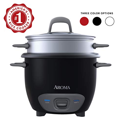 Product Cover Aroma Housewares 6-Cup (Cooked) Pot-Style Rice Cooker and Food Steamer, Black ARC-743-1NGB