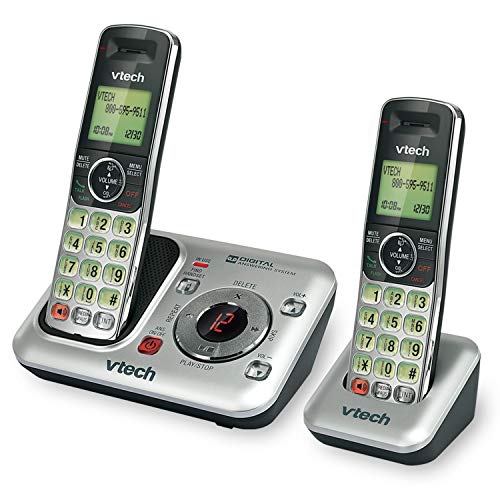 Product Cover VTech CS6429-2 2-Handset DECT 6.0 Cordless Phone with Answering System and Caller ID, Expandable up to 5 Handsets, Wall-Mountable, Silver/Black