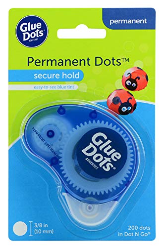 Product Cover Glue Dots Permanent Dot N' Go Dispenser with 200 (.375 Inch) Permanent Adhesive Dots (11345)