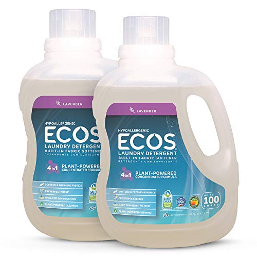 Product Cover Earth Friendly Products ECOS 2X Hypoallergenic Liquid Laundry Detergent, Lavender, 200 Loads (2 Pack, 100 Ounce ea)