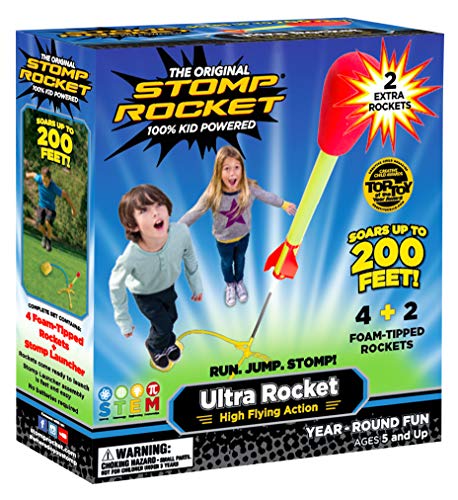 Product Cover Stomp Rocket Ultra Rocket with Ultra Rocket Refill Pack, 6 Rockets - Outdoor Rocket Toy Gift for Boys and Girls Ages 5 Years and Up - Comes with Toy Rocket Launcher