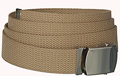 Product Cover Khaki One Size Canvas Military Web Belt with Silver Slider Buckle