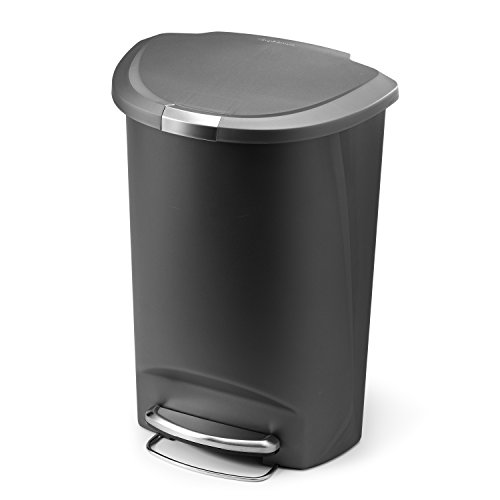 Product Cover simplehuman 50 Liter / 13 Gallon Semi-Round Kitchen Step Trash Can, Grey Plastic With Secure Slide Lock