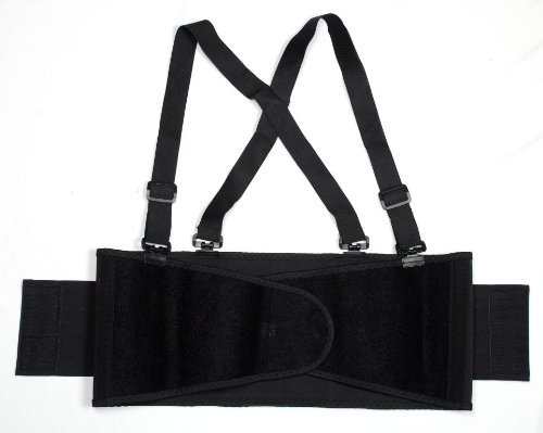 Product Cover Cordova Safety Products Back Support Belt with Attached Suspenders and Adjustable Clips - Medium - Black