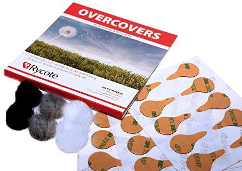 Product Cover Rycote 065505 Overcovers with 30 Stickies and 6 Re-usable Fur Discs for Lavalier Mics, Two of Each Black/Grey/White