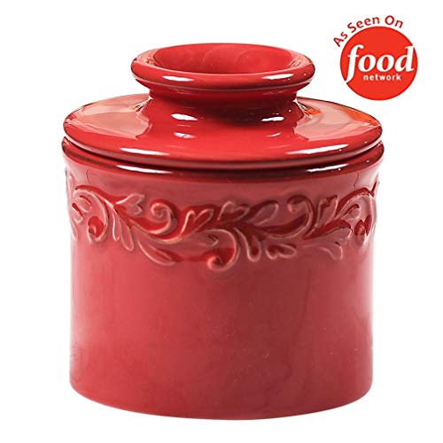 Product Cover Butter Bell - The Original Butter Bell Crock by L. Tremain, French Ceramic Butter Dish, Antique Collection, Rouge Red