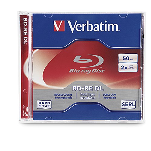 Product Cover Verbatim BD-RE DL 50GB 2X with Branded Surface - 1pk Jewel Case, White - 97536