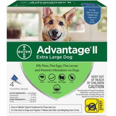 Product Cover Flea and Lice Treatment for Dogs, Over 55 lb, 4 doses, Advantage II