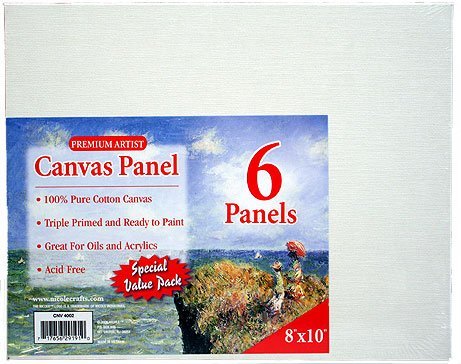 Product Cover Nicole SbaCNV4002-CL 8 x 10 in. Pre-primed Canvas Panels, Boards - Lot of 6