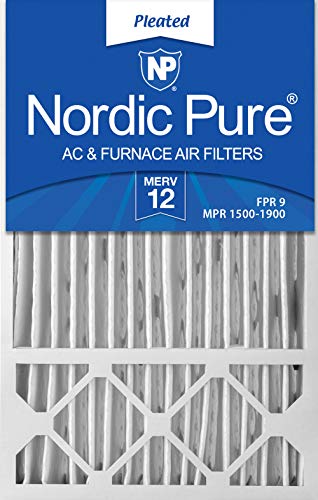 Product Cover Nordic Pure 16x25x4/16x25x5 (15 3/4 x 24 3/4 x 4 3/8) Honeywell FC100A1029 Replacement Pleated AC Furnace Air Filters MERV 12, Box of 2