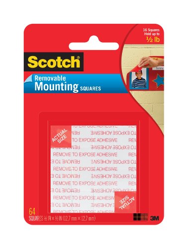 Product Cover Scotch Brand Scotch Mounting x 1/2-inch, Black, 64-Squares (108-SML), 1-Pack, Clear