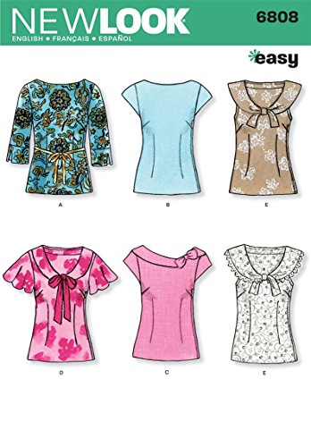 Product Cover New Look Sewing Pattern 6808 Misses Tops, Size A (8-10-12-14-16-18)