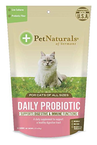Product Cover Pet Naturals of Vermont - Daily Probiotic for Cats, Digestive Supplement, 30 Bite-Sized Chews