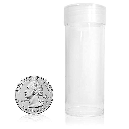 Product Cover BCW Clear Quarter Coin Tubes with Screw-On Cap, Each Holds 40 Quarters (10-Tubes Total)