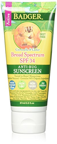 Product Cover Badger - Sunscreen All Natural Insect Repellent Cream Water Resistant Anti-Bug 34 SPF -2.9 oz.