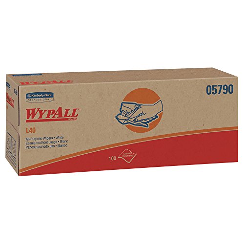 Product Cover WypAll L40 Disposable Cleaning and Drying Towels (05790), Limited Use Towels, White, 9 Pop Up Boxes per Case, 100 Sheets per Box, 900 Sheets Total