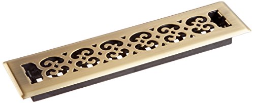 Product Cover Decor Grates SPH214-A 2-Inch by 14-Inch Scroll Floor Register, Antique Brass