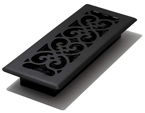 Product Cover Decor Grates ST310 3-Inch by 10-Inch Scroll Floor Register, Textured Black