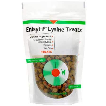 Product Cover Vetoquinol Enisyl-F Lysine Bites: L-Lysine Chews for Cats & Kittens - Chicken Liver-Flavor, 6.4oz (180g) Reclosable Bag