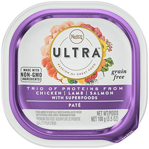 Product Cover NUTRO ULTRA Grain Free Adult Wet Dog Food Paté Trio of Proteins from Chicken, Lamb, and Salmon With Superfoods, (24) 3.5 oz. Trays