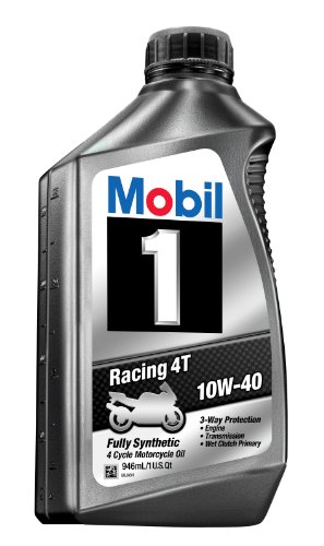 Product Cover Mobil 1 98JA11 10W-40 Racing 4T Motorcycle Oil for Sport Bikes - 1 Quart (Pack of 6)