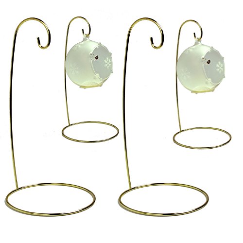 Product Cover BANBERRY DESIGNS Christmas Wire Ornament Stands Display Holder Gold Colored - 9