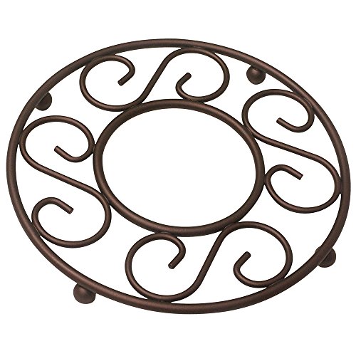 Product Cover Home Basics Scroll Collection Steel Trivet for Hot Dishes, Pots And Pans, Round Design, For Kitchen & Dinning Table, Bronze
