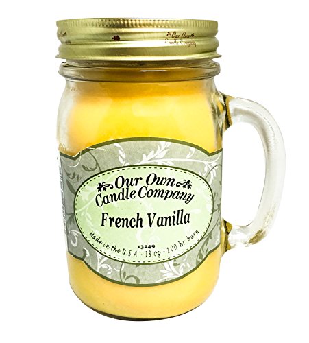 Product Cover Our Own Candle Company French Vanilla Scented 13 Ounce Mason Jar Candle Company, 13 oz,
