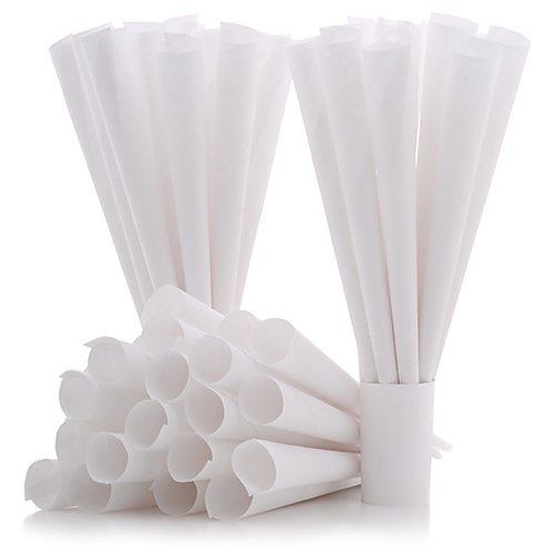 Product Cover Cotton Candy Express 100-Count Paper Cones for Cotton Candy Making, White