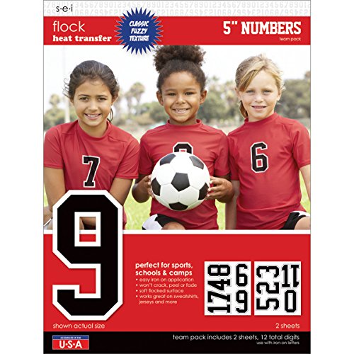 Product Cover SEI 5-Inch Iron-On Team Pack Athletic Number Transfers, Black, 2-Sheet
