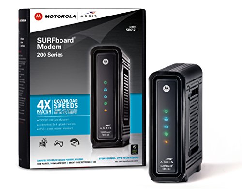 Product Cover ARRIS SURFboard SB6121 4x4 DOCSIS 3.0 Cable Modem -Retail Packaging-Black