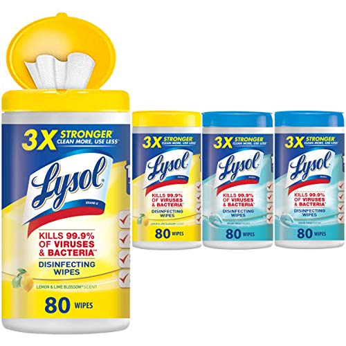 Product Cover Lysol Disinfecting Wipes, Lemon & Ocean Breeze, 320ct (4x80ct), cleaning wipes, cleaning supplies, packaging may vary