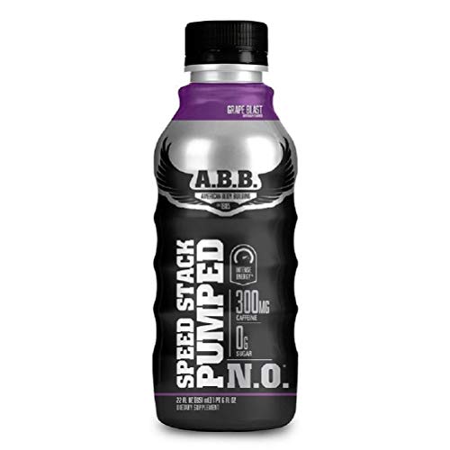 Product Cover American Body Building (ABB) Speed Stack Pumped N.O., Pre-Workout Energy Shake, High Caffeine and Performance with Zero Sugar, Grape Flavored, Ready to Drink 22 oz Bottles, 12 Count