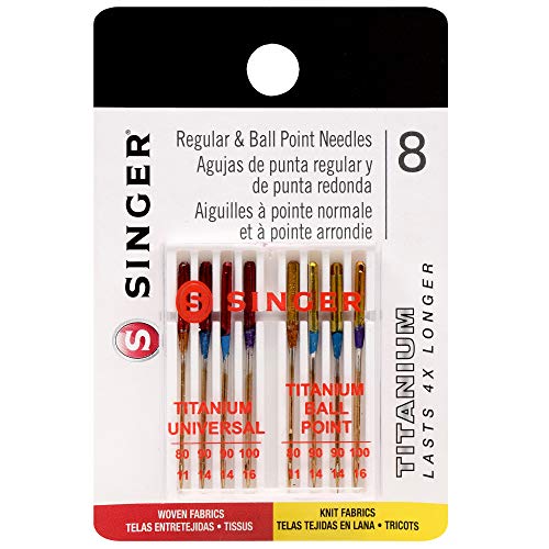 Product Cover SINGER 04806 Titanium Universal Regular and Ball Point Machine Needles Combo Pack, 8-Count