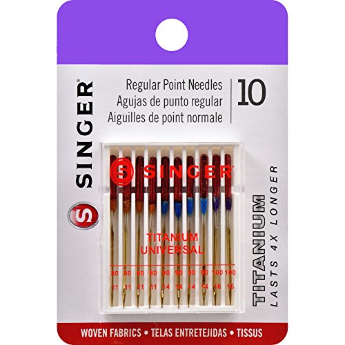 Product Cover SINGER 04808 Titanium Universal Regular Point Machine Needles Woven Fabric, Assorted Sizes, 10-Count