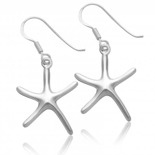 Product Cover Sterling Silver Tarnish-Free Polished Starfish Drop Dangle Earrings