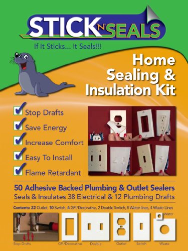 Product Cover Stick 'N' Seal Adhesive Backed Plumbing and Outlet Draft Sealers. Home Sealing Kit. Save Energy and Money. Pack of 50