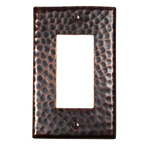 Product Cover The Copper Factory CF121AN Solid Hammered Copper Single GFCI Plate, Antique Copper Finish